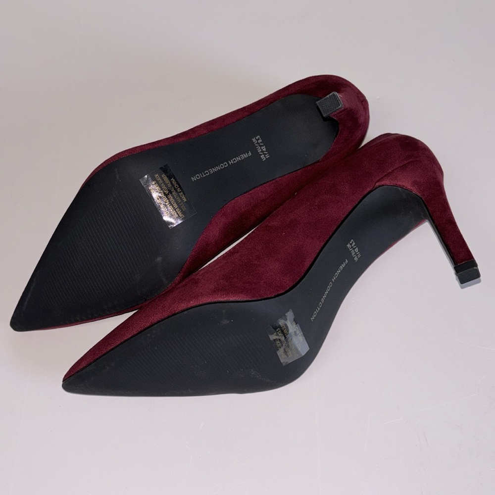 NEW| WOMEN’S FRENCH CONNECTION BURGUNDY SCALLOP PUMPS - Picture 7 of 9